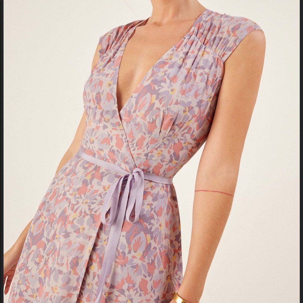 reformation purple wrap maxi dress in m